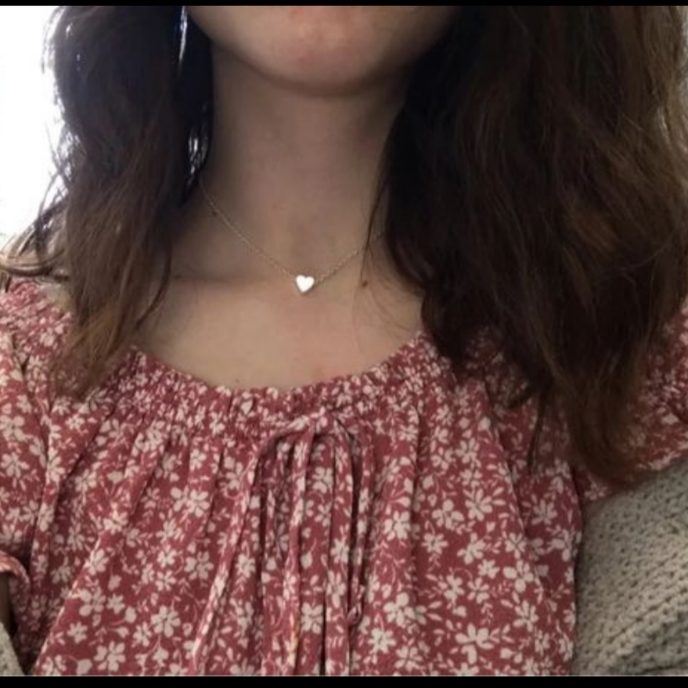 Small heart choker Necklace for women  silver